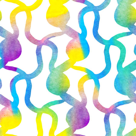 Abstract seamless pattern with watercolor drawing in doodle style. Drawing watercolor and ink.の写真素材