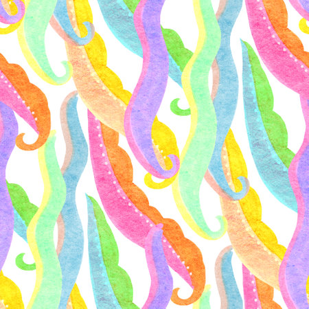 Abstract seamless pattern with watercolor drawing in doodle style. Drawing watercolor and ink.の写真素材