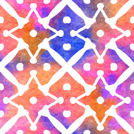 Abstract seamless pattern with watercolor drawing in doodle style. Drawing watercolor and ink.