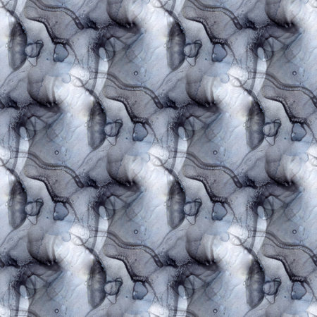 Light abstract background with transparent alcohol ink spots. Seamless pattern. Hand-drawn illustration.の写真素材