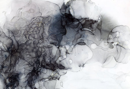Light abstract background with transparent alcohol ink spots. Hand-drawn illustration.の写真素材