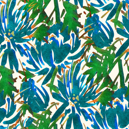 Seamless pattern with bright spring flowers. Digital painting.の写真素材