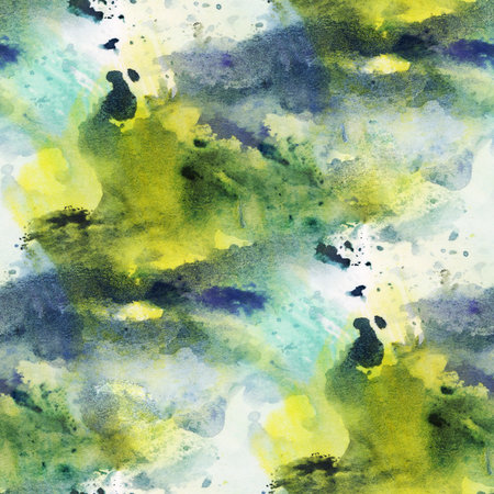Abstract seamless pattern with watercolor spots. Hand-drawn illustration.の写真素材
