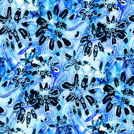 Seamless pattern with flowers. Gouache drawing. Hand-drawn illustration.の写真素材