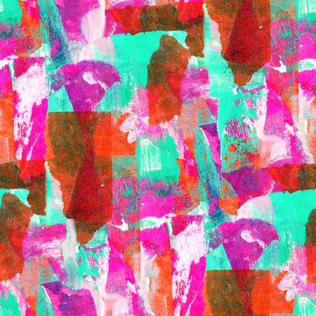 Seamless pattern with abstract drawing. Mixed media and collage. Hand-drawn illustration.の写真素材