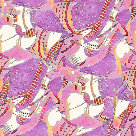 Abstract seamless pattern with drawing in doodle style. Digital illustration.の写真素材