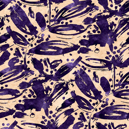 Seamless pattern with leaves. Digital painting. Hand-drawn illustration.の写真素材