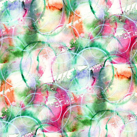 Abstract seamless pattern with watercolor spots. Hand-drawn illustration.の写真素材