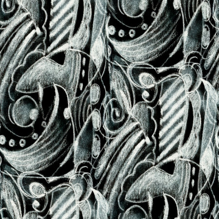 Seamless pattern with abstract pencil drawing in the style of doodle. Hand-drawn illustration.の写真素材