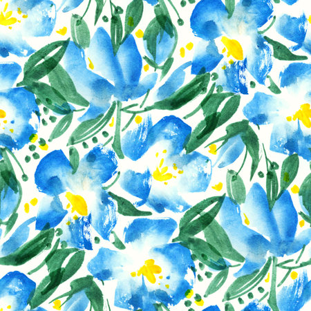 Seamless pattern with watercolor flowers. hand-drawn illustration.の写真素材