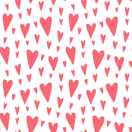 Seamless pattern with hearts in doodle style. Vector illustration.