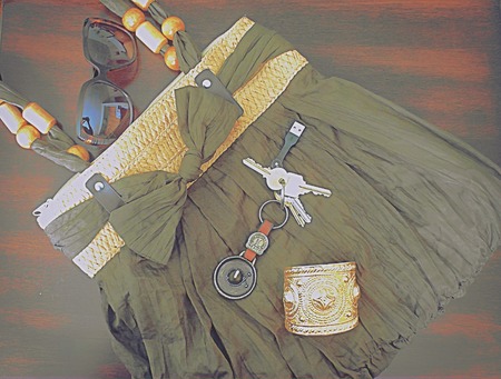 Brown and gold accessoriesの写真素材