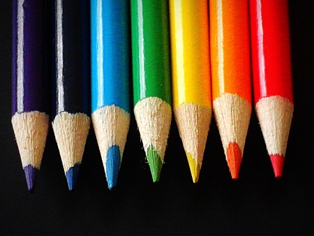 rainbow colored pencilsの写真素材