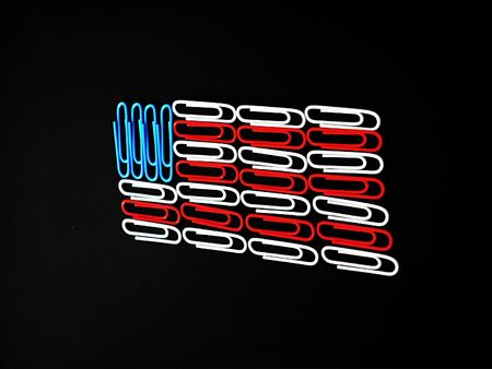 American flag made of paper clipsの写真素材