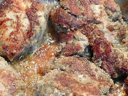 Chicken cooking in panの写真素材