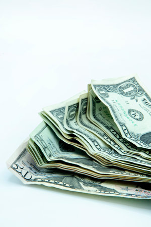 stack of money on white background