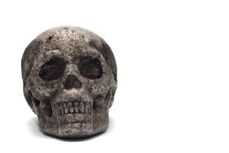 isolated metal skull  on a white backgroundの写真素材