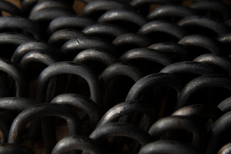 heavy barbed wire staples for construction and carpentry creating black and gray texture on wood