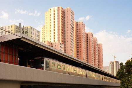 Train at Kowloon Bay district, Kowloon, Hong Kong, China