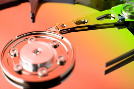 Computer Hard drive close up の写真素材