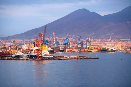 Port view from the sea, Naples, Italy, Europeの写真素材