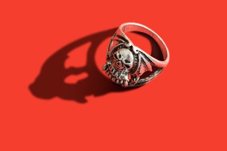 A ring with the figure of a skullの写真素材