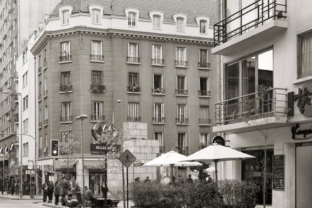 Santiago, Region Metropolitana, Chile - June 07, 2016: The Bellas Artes neighborhood is one of the most traditional and emblematic neighborhoods in Santiago and well known for the French architecture of the buildings.のeditorial素材