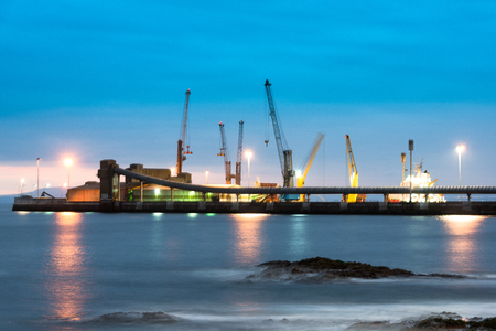 Night view of the port of Antofagasta in northern Chileのeditorial素材