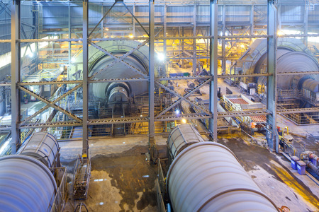 Copiapo, Region de Atacama, Chile - January 17, 2012: Ball mills at Candelaria Copper Mine in the...