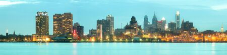 Philadelphia, Pennsylvania, United States - April 23, 2011: Skyline of buildings at downtown across the Delaware River.のeditorial素材