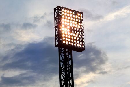 Tower of lights at PNC Park stadium, Pittsburgh, Pennsylvania, USAの写真素材