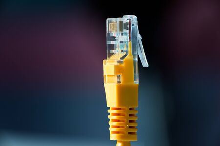 Macro close-up of an Ethernet computer cable