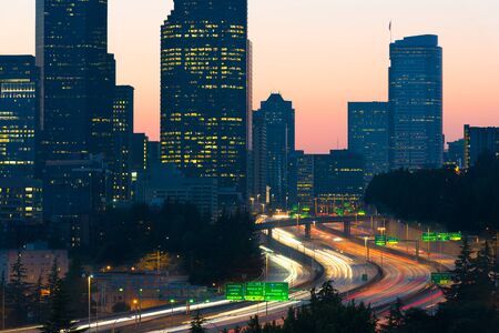 Interstate 5 and downtown, Seattle, Washington State, USA