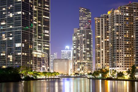 Downtown and Brickell Key, Miami, Florida, USAの写真素材