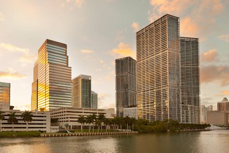 Skyline of buildings at Brickell District, Miami, Florida, USA
