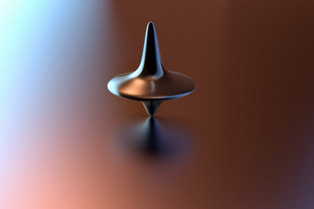 3D frendering of a spinning top on motionの写真素材