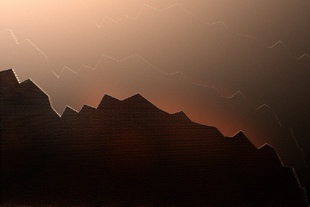 3D rendering of a chart representing the price of copper going downの写真素材