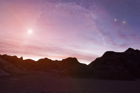3D rendering of an alien rocky planet