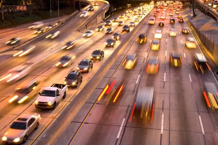 Traffic on Harbor Freeway, downtown Los Angeles, California, United States