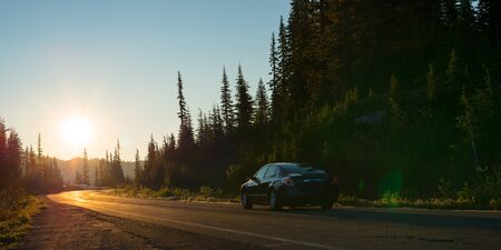Road at Mount Rainier National Park, Washington State, United Statesの写真素材