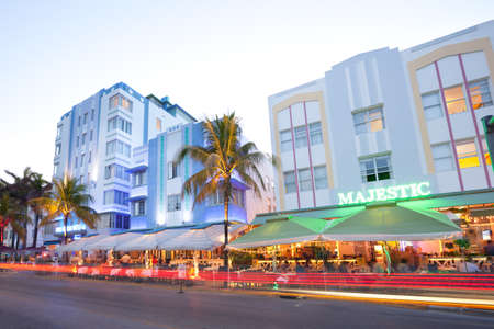 South Beach, Miami, Florida, United States - March 23, 2012: Hotels, bars and restaurants at Ocean Drive in the famous Art Deco district.