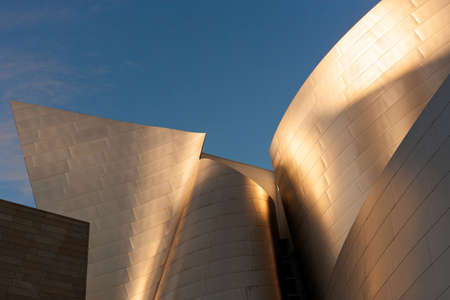 Los Angeles, California, United States - Detail of the avant garde architecture of Walt Disney Concert Hall designed by architect Frank Gehry at downtown.のeditorial素材