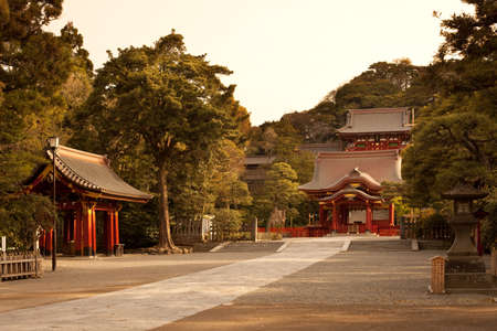 Kamakura, Kanagawa Prefecture, Greater Tokyo Area, Japan - The traditional architecture of the Tsurugaoka Hachimangu Shrine.のeditorial素材