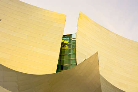 Los Angeles, California, United States - Detail of the avant garde architecture of Walt Disney Concert Hall designed by architect Frank Gehry at downtown.のeditorial素材