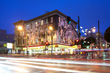 San Francisco, California, United States - Painted mural on building in San Francisco's Chinatown.