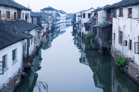 Suzhou, Jiangsu Province, China - Traditional houses and canal at Suzhou.のeditorial素材