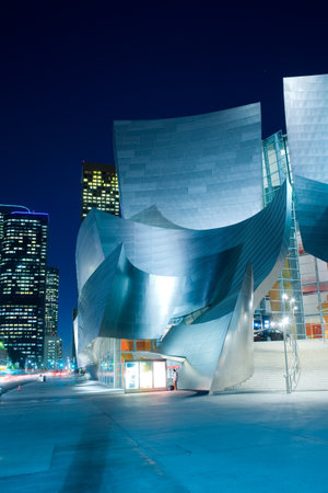 Los Angeles, California, United States - Detail of the avant garde architecture of Walt Disney Concert Hall designed by architect Frank Gehry at downtown.のeditorial素材