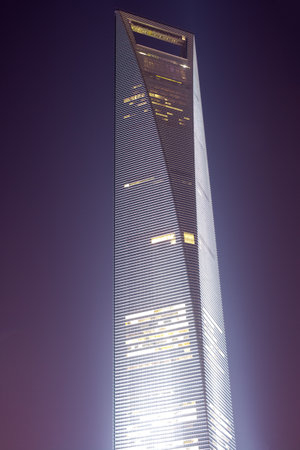 Pudong, Shanghai, China, Asia - View of the SWFC, Shanghai World Financial center skyscraper at...