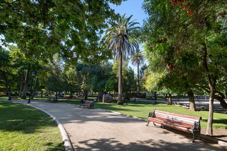 Santiago, Region Metropolitana, Chile - A view of the Forestal Park, the more traditional urban park in the city.のeditorial素材