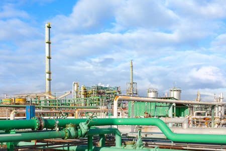 Pipelines in a  gas refinery plant.